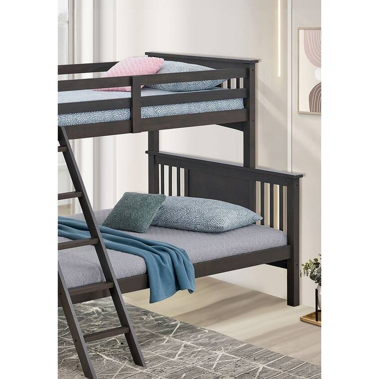Twin-over-Full Wood Bunk Bed with Angled Ladder