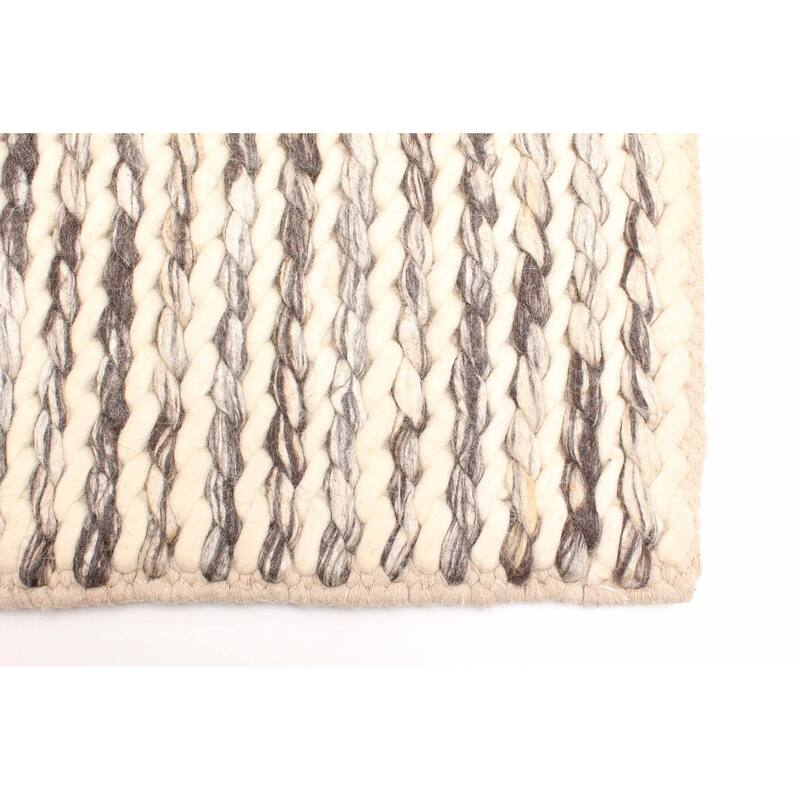 ECARPETGALLERY Braid weave Sienna Cream Wool Rug - 4'10 x 7'9