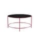 preview thumbnail 9 of 12, Llewellyn Contemporary 36-inch Glass Top Round Coffee Table by Furniture of America Red