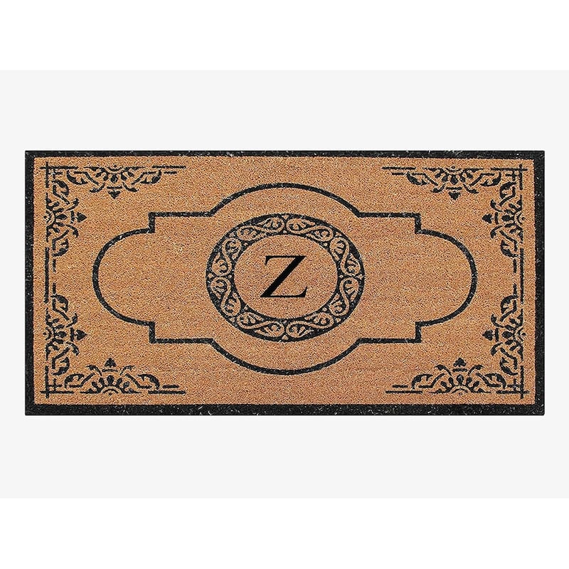 A1HC First Impression Coir and PVC backing Abrilina Hand Crafted Heavy Duty Outdoor Double Doormat 36"X72" - monogrammed z