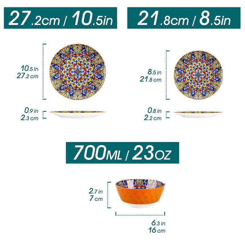 vancasso SIMI 12-Piece Hand Painted Porcelain Dinnerware Set Service for 4