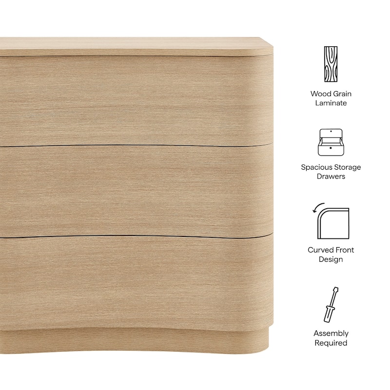 Mirae 3-Drawer Curved Compact Dresser