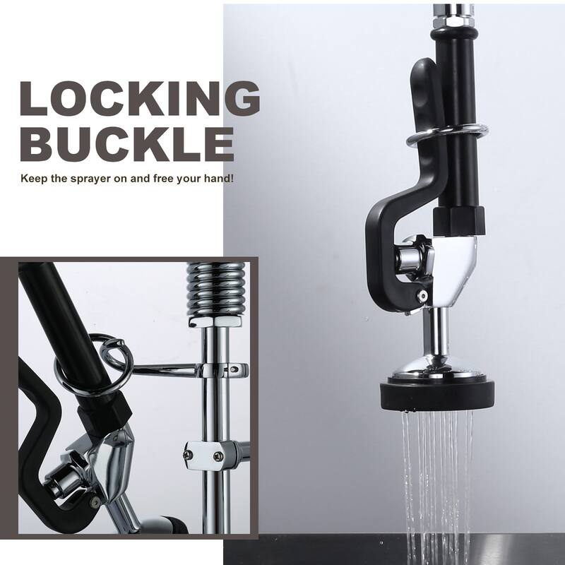 WOWOW Triple Handle Pull Down Kitchen Faucet with Pre Rinse Sprayer