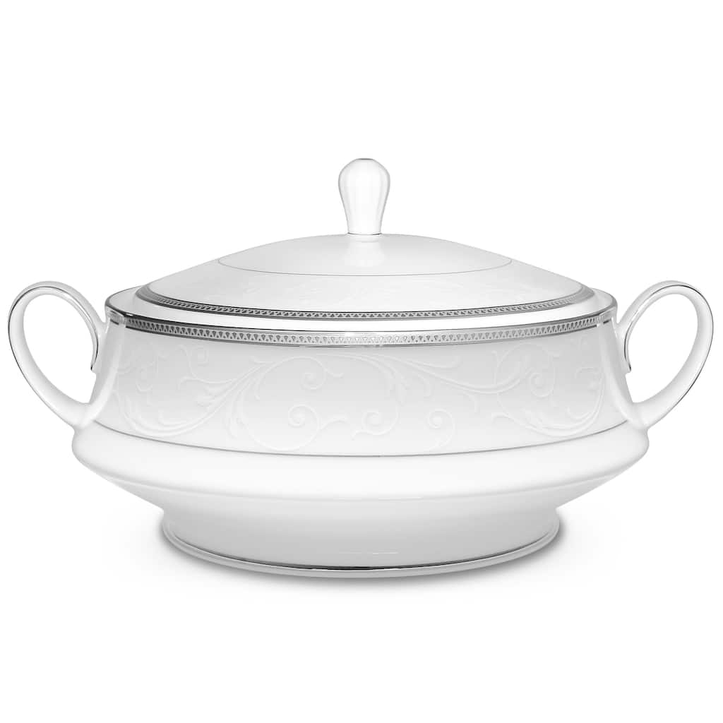 Noritake Regina Platinum Covered Vegetable Bowl, 10-1/4", 48 Oz.
