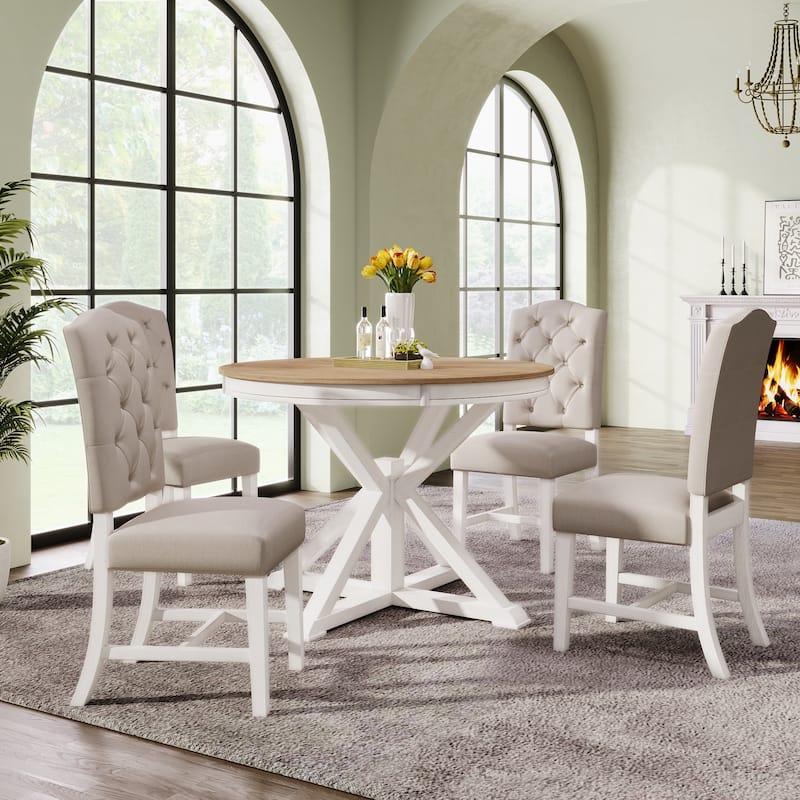 Functional Furniture Retro Style Dining Table Set - Oak
