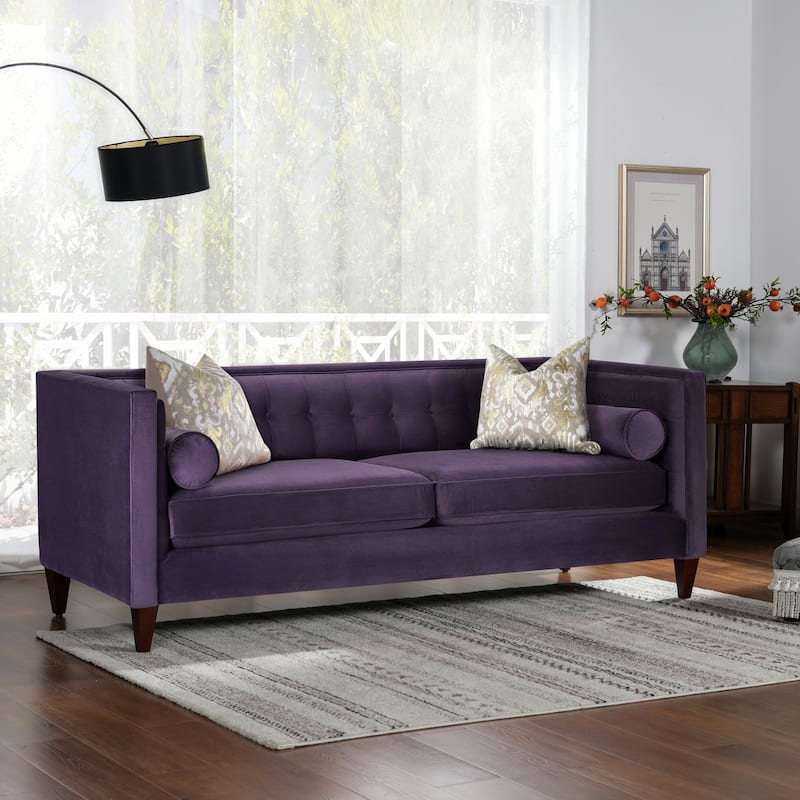 Jack 84" Mid-Century Modern Tuxedo Sofa with Bolster Pillows