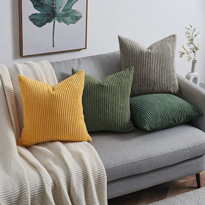 Set of 2 Decorative Corduroy Throw Pillows for Couch & Bed