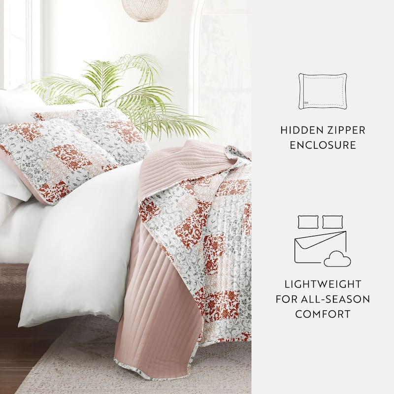 Becky Cameron All Season 3 Piece Scrolled Patchwork Reversible Quilt Set with Shams