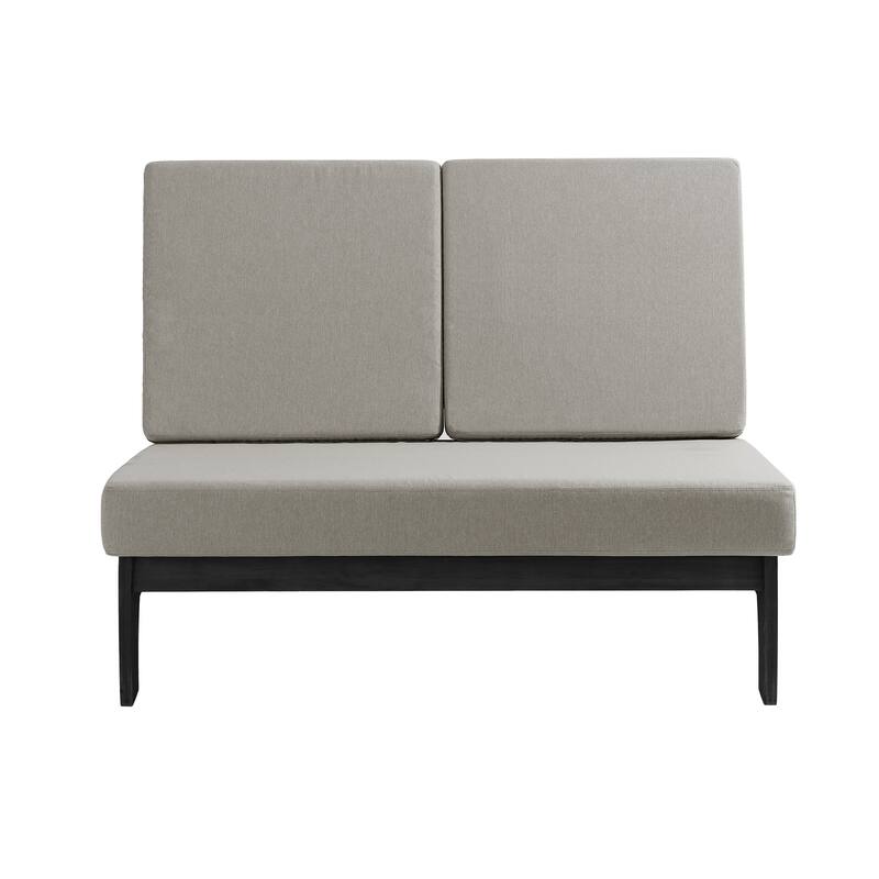 Outdoor Teak Wood Waterproof Armless Chair Loveseat with Cushions