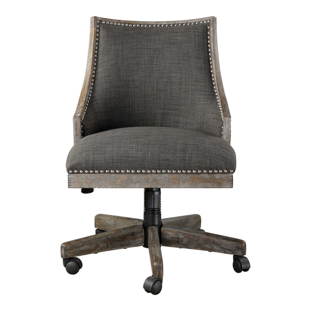 39.25" aidrian charcoal desk chair with honey stained frame