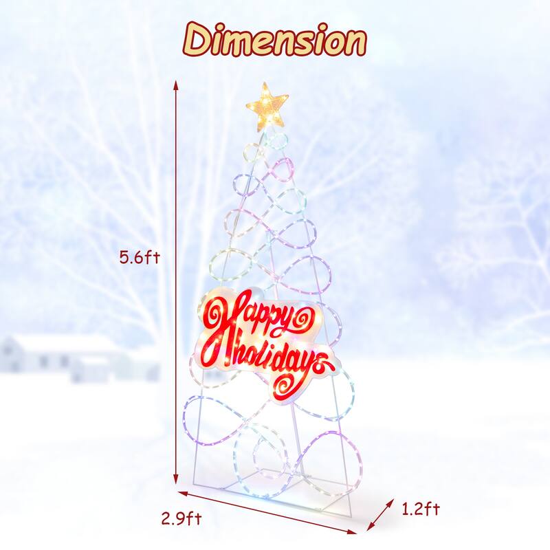 Gymax 5.6FT Pre-lit Christmas Tree 6 Lighting Modes Indoor Outdoor