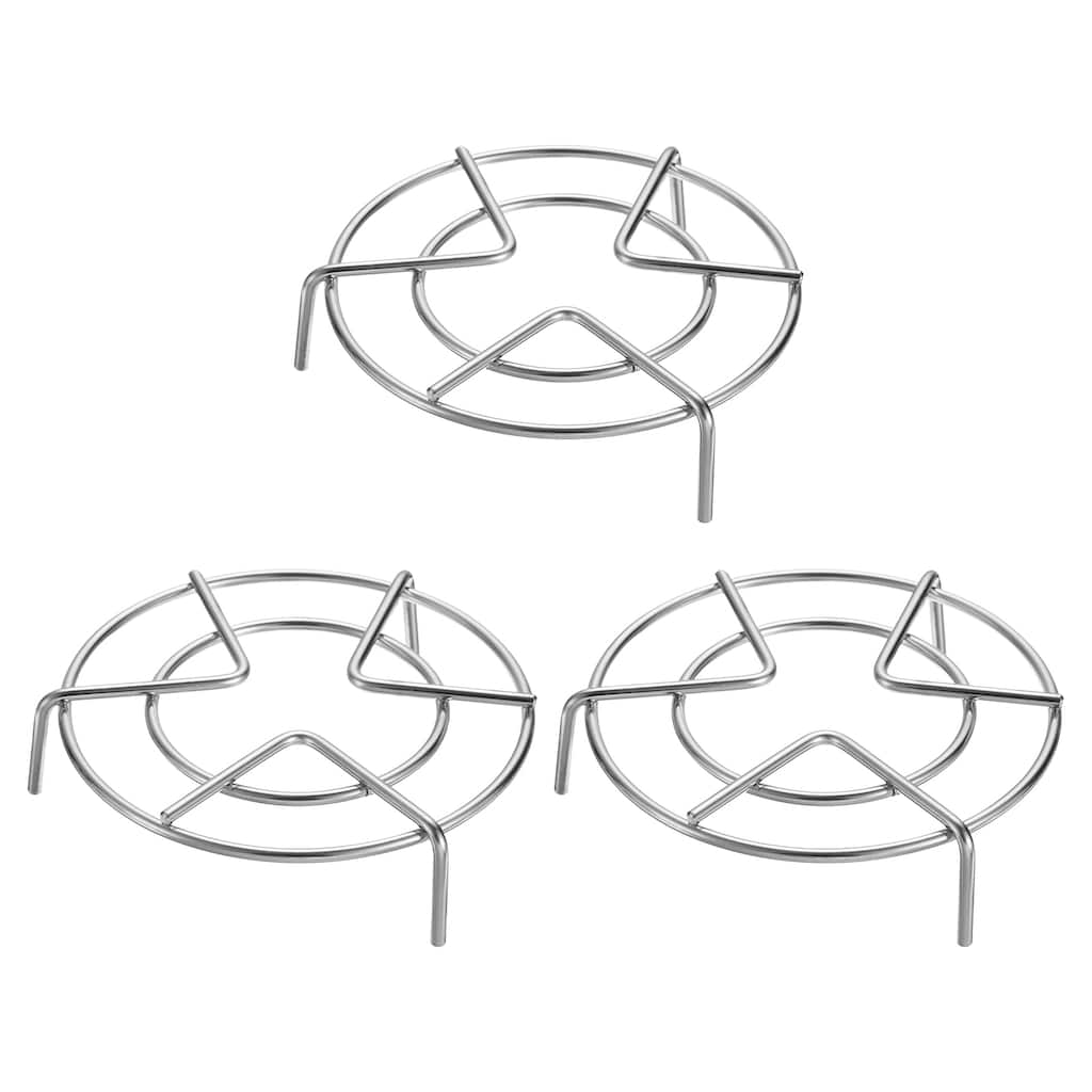 3pcs Steam Rack 5.5" Dia Metal Trivets for Cooker Silver (1.2" Tall)