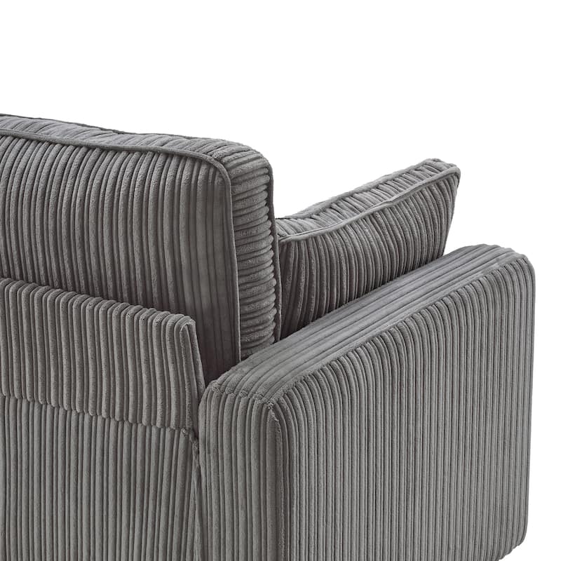 81" Modern Corduroy 3 Seater Sofa, Polyester Rectangle Upholstered Sofa for Livingroom - 81"W X 33"D X 26"H