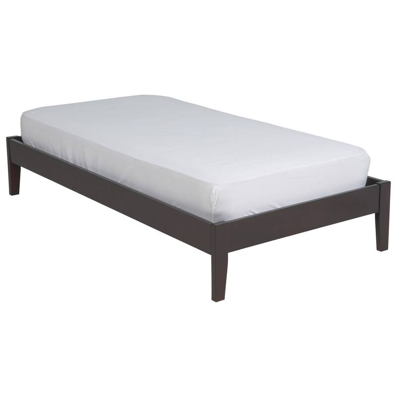 Evelyn Low Profile California King Platform Bed, Rich Espresso Brown Wood