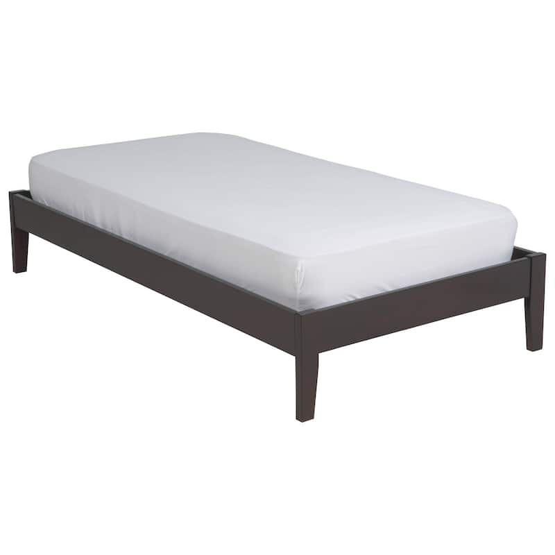 Evelyn Low Profile Queen Size Platform Bed, Slats, Rich Espresso Brown Wood