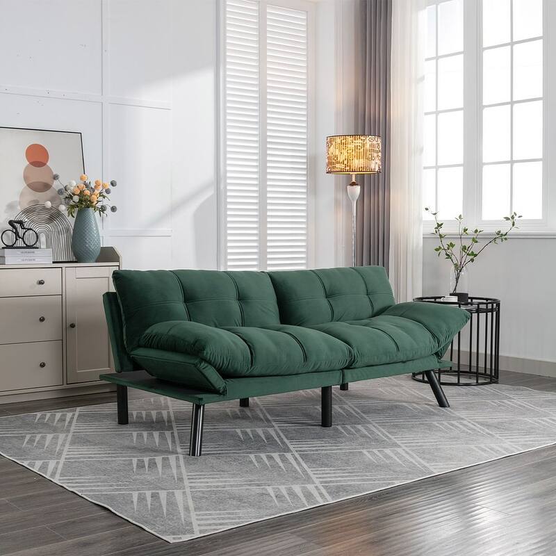 70.87" Futon Sofa Bed, Foam Foldable Couch Convertible Loveseat Sleeper Daybed with Adjustable Armrests for Small Space