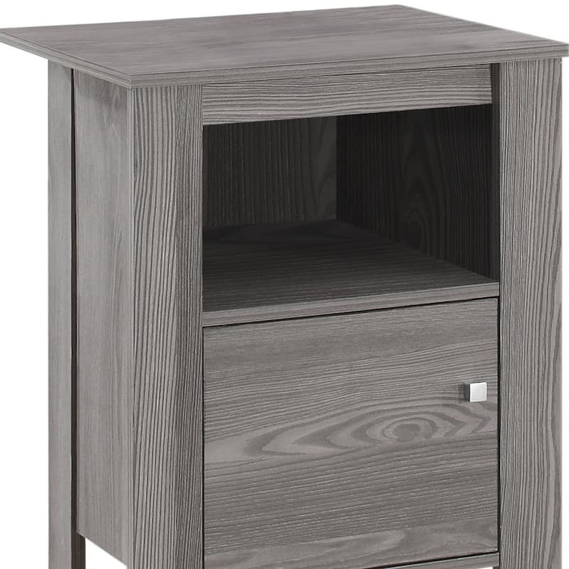 Contemporary 24" Wood Rectangular End Table with Shelf and Cabinet Modern Living Room Nightstand - 17.25"L x 14"W x 24.25"H