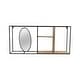 preview thumbnail 5 of 7, 34" Wall Shelf with Mirror Contemporary Farmhouse Rustic Mounted Metal Shelf in Black/Brown with Mirror for Bathroom,