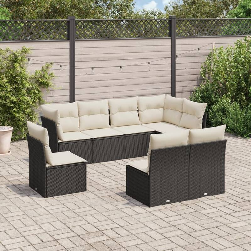 vidaXL Garden Sofa Set Black PE Rattan Large Modular Garden Sofa Set - 24.4 x 24.4 x 27.2