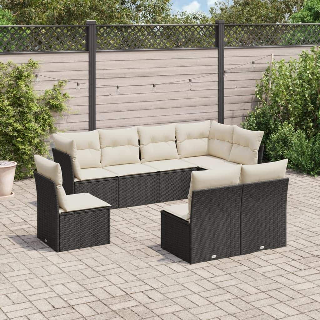 vidaXL Garden Sofa Set Black PE Rattan Large Modular Garden Sofa Set - 24.4 x 24.4 x 27.2