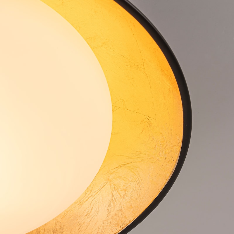 Starsky 1-light 15in. Bowl Ceiling Light Frosted Glass Shade Semi Flush Mount - Black