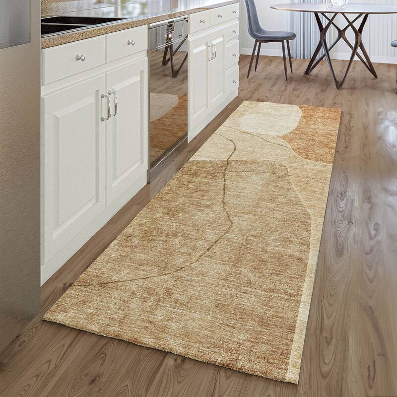 Premium Washable Super Soft Abstract Mod Mayfield Rug - Paprika - 2' 3" x 7' 6" - Runner