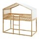 preview thumbnail 21 of 34, Twin Over Twin House Bunk Bed with Tent, Solid Wood Double Bedframe