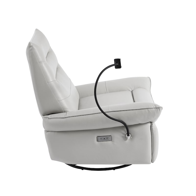 Genuine Italian Leather Match Power Swivel Rocker Recliner (Set of 2)