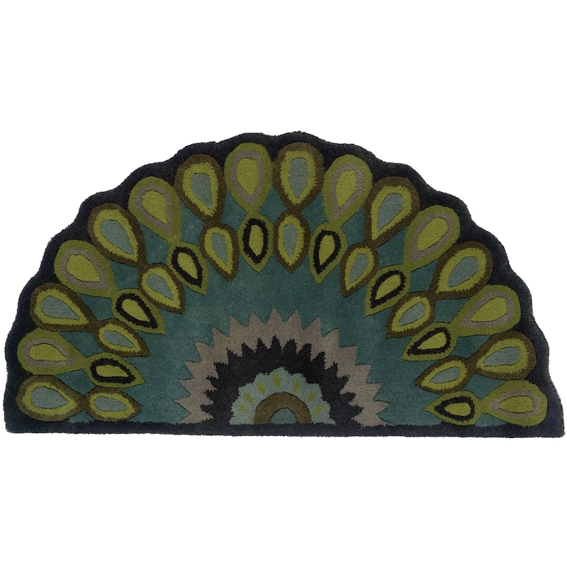 Sevita Bursting Peacock Wool Area Rug