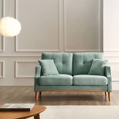 Loveseats 2 Seater Sofa in waterproof fabric For Primary Living Space ,with USB Charge Port , 2 Pillows,Wood Legs