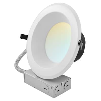 LUXRITE 8 in. Commercial LED Recessed Light J-Box 5CCT 16/24/30W Dimmable 1800/2700/3500LM 120-277V Wet Rated