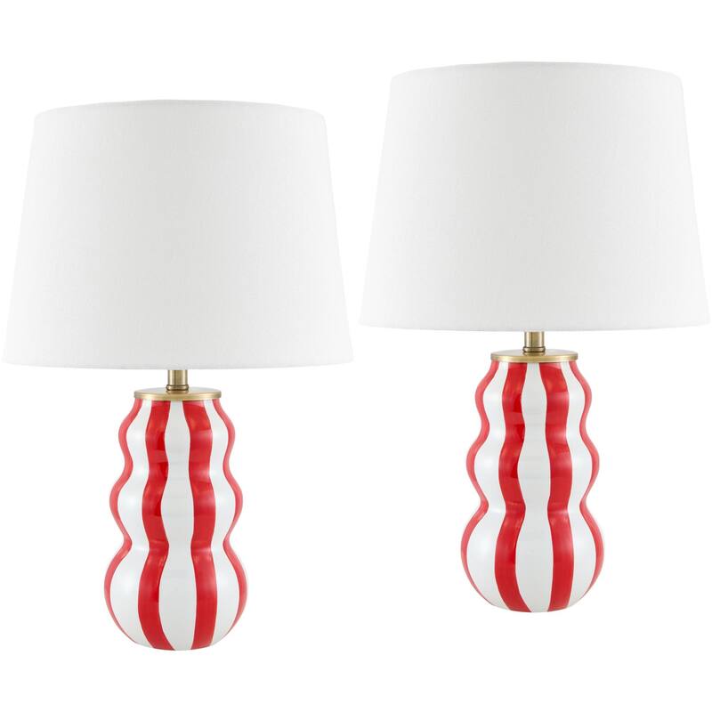 Livabliss Dicomano Modern Accent Table Lamp - 17"H x 11"W x 11"D - Red