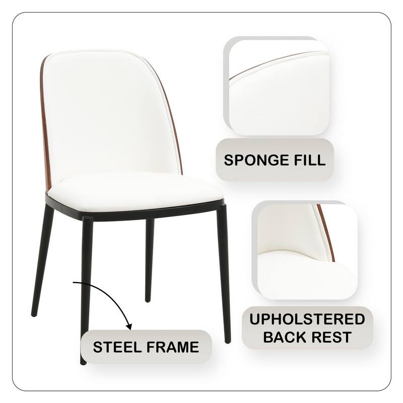 Tule Modern 9-Piece Dining Set with Solid Wood Top Oval Dining Table and Fabric Upholstered Black Steel Legs