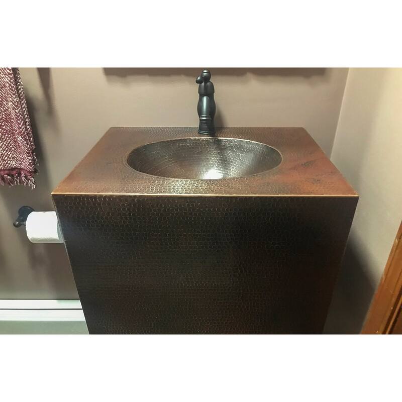 Premier Copper Products 24-inch Hand Hammered Copper Wall Mount Vanity and Faucet Combo