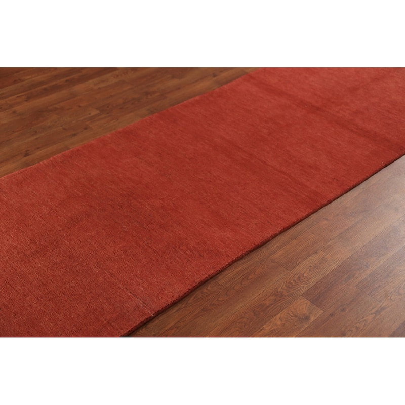 Gabbeh Oriental Runner Rug Hand-Knotted Wool Carpet - 2'9" x 12'10"