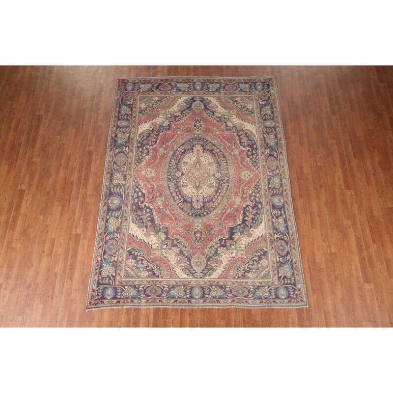 Tabriz Persian Vintage Area Rug Handmade Wool Carpet - 6'9"x 9'4"