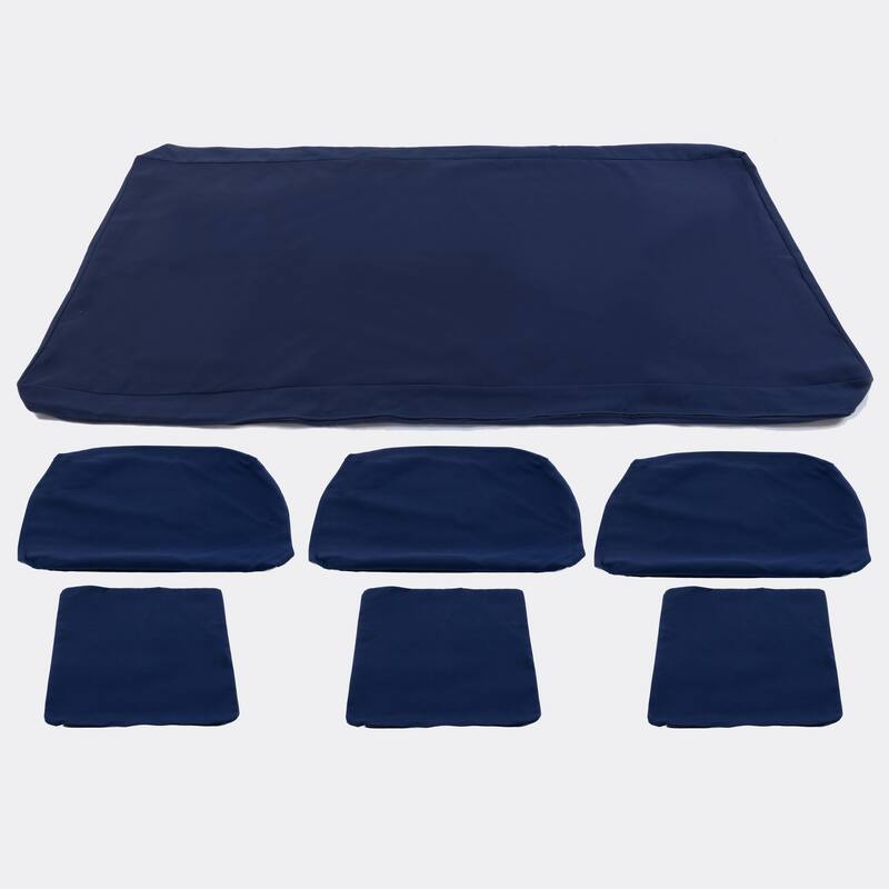SAFAVIEH Couture Montford Teak 3-Seat Bench Casing (Cover Only) - 72Wx29Dx1H - Navy