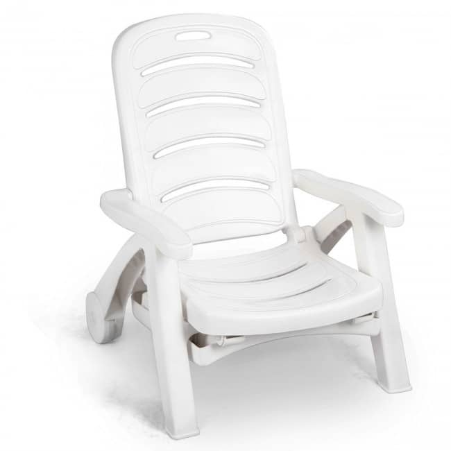 5 Position Adjustable Folding Lounger Chaise Chair on Wheels - 30" x 29" x 41" (L x H x W)