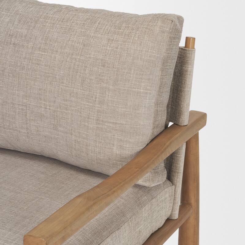 Witton Gray Fabric Beech Wood Slingback Backrest Accent Lounge Chair