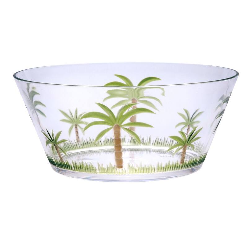 Palm Tree Acrylic Serving Bowls, Unbreakable Large Plastic Bowls, Soup Bowls, Salad Bowls, Cereal Bowl for Snacks, BPA Free - Clear
