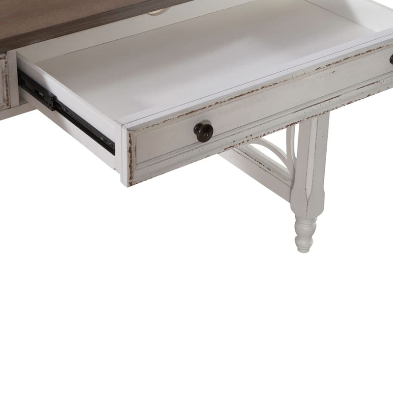 Magnolia Manor Antique White Weathered Bark L Writing Desk