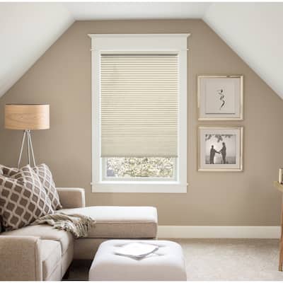 BlindsAvenue Custom 3/4" Pleat, Cordless Cellular Shades, Color Natural Taupe, Light Filtering Fabric