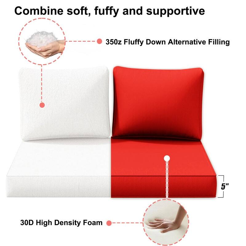 Outdoor Loveseat Cushion Set (Set of 1 Seats,48x24in, 2 Backs,24x18in )