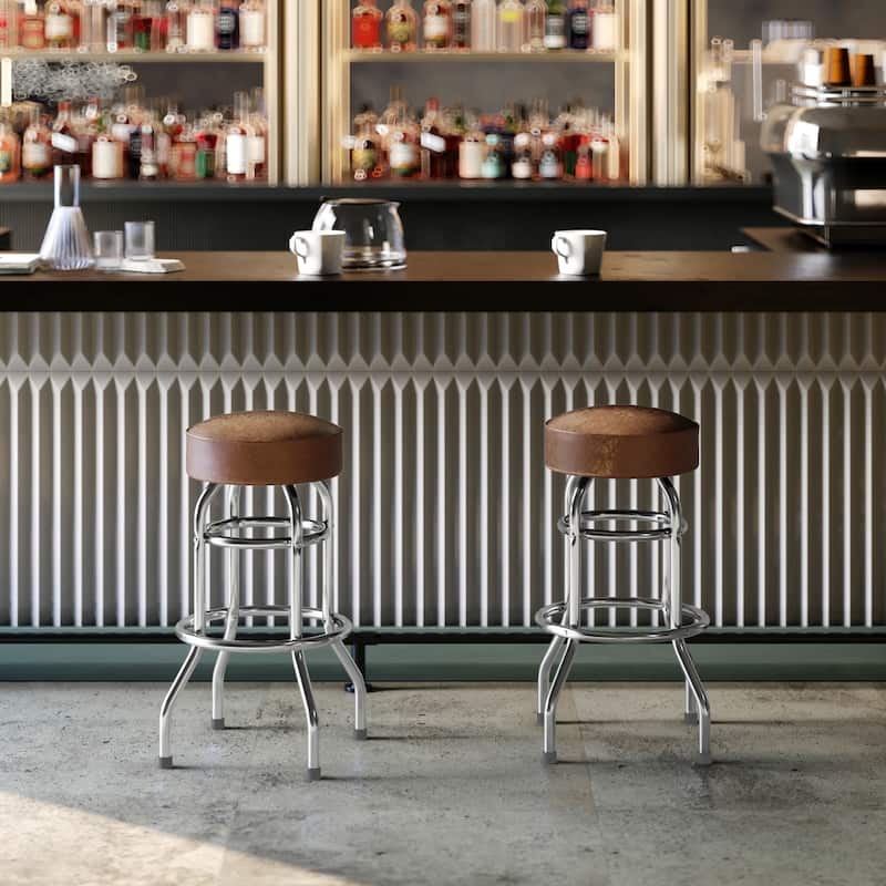 Double Ring Chrome Barstool - 20.5"D x 20.5"W x 30.25"H