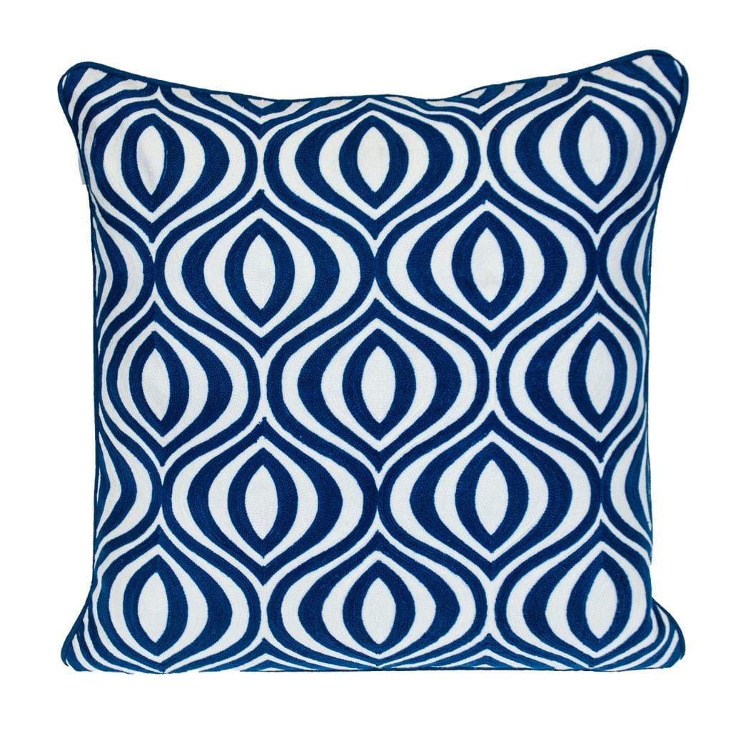 HomeRoots 18" X 18" Blue 100% Cotton Geometric Zippered Pillow