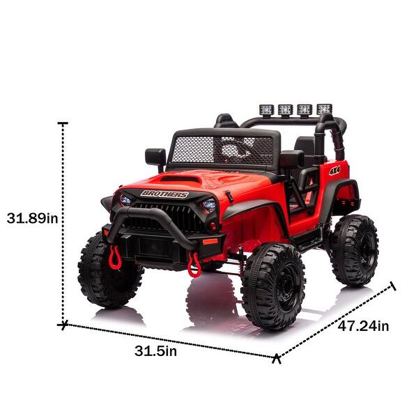 dimension image slide 3 of 4, Remote-Controlled 24V Kids Ride-On Car with Bluetooth, MP3, LED Lights, Christmas Gift