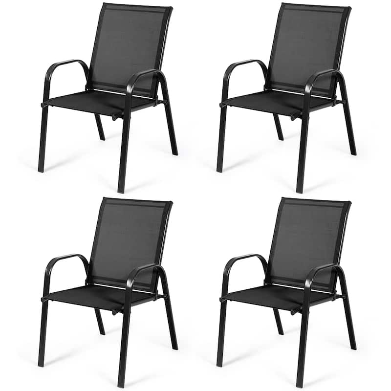 Costway 4PCS Patio Chairs Garden Deck Yard with Armrest - See Details - Black
