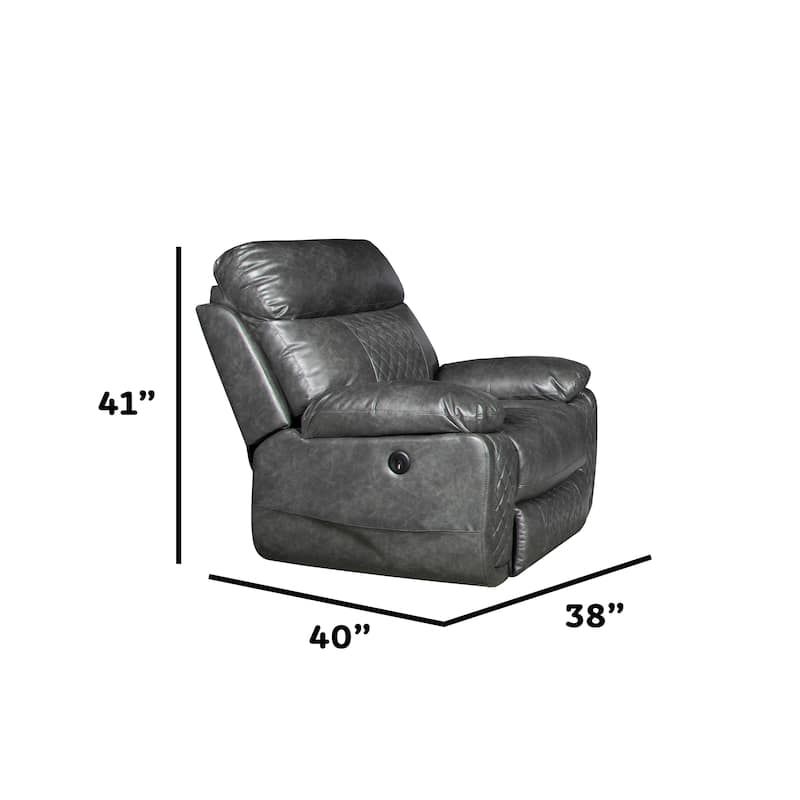 Contemporary Plush Faux Leather Upholstered Living Room Reclining Chair