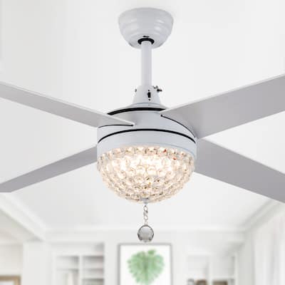 Bella Depot 52" Modern Crystal Ceiling Fan with LED Light, Reversible Ceiling Fan with Remote Control