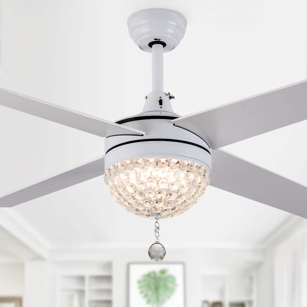 Bella Depot 52" Modern Crystal Ceiling Fan with LED Light, Reversible Ceiling Fan with Remote Control